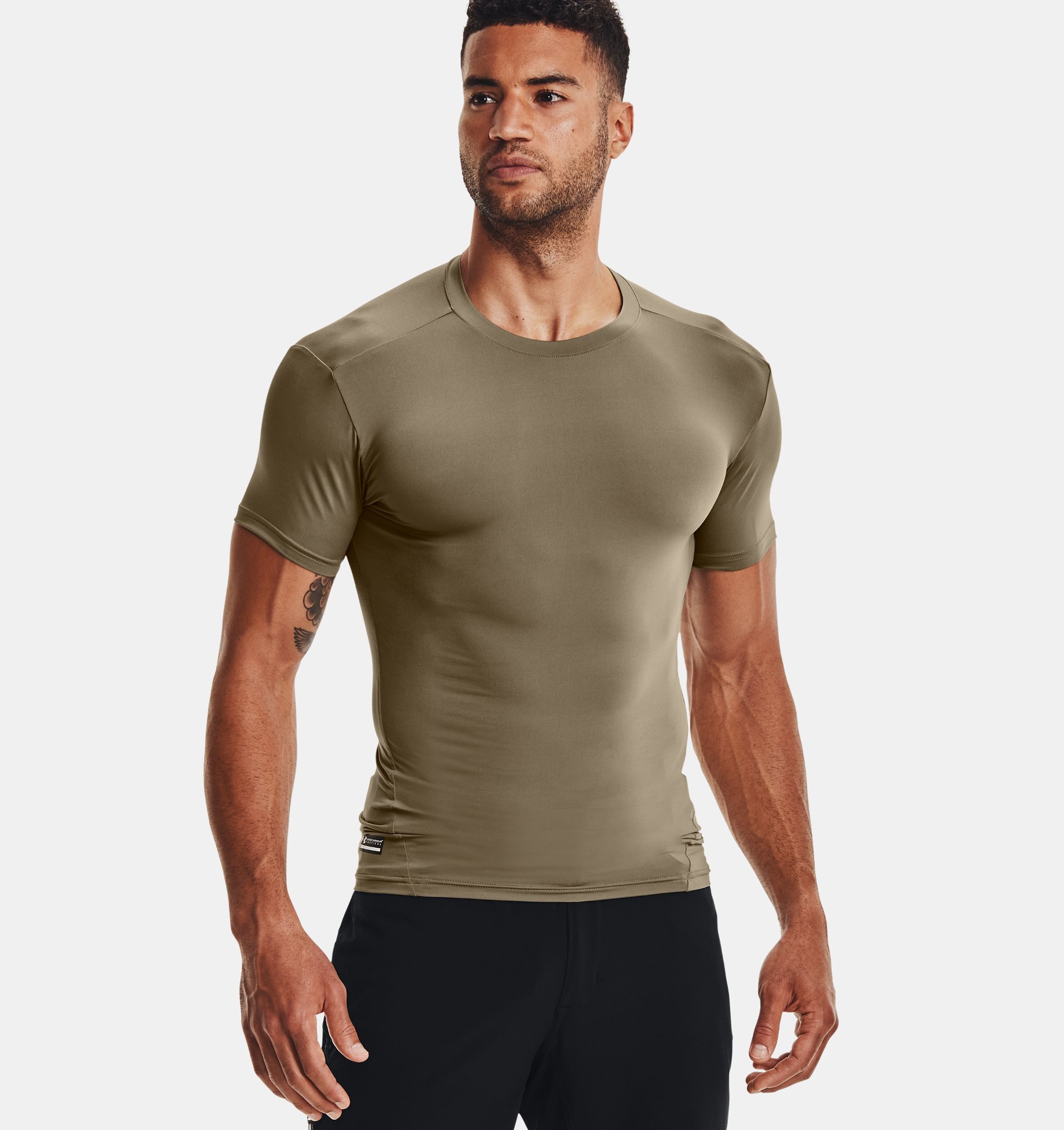 Mens Under Armour Coldgear Infrared Tactical Fitted Crew Compression Top Green 